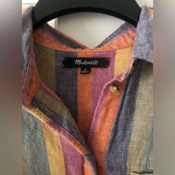 Madewell Button-up Courier Shirtdress in Rainbow Stripe - Picture 10 of 11